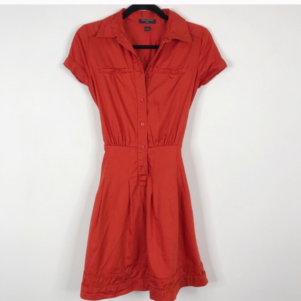 Banana Republic Fit and Flare Shirt Dress Orange